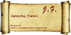 Janszky Fanni névjegykártya